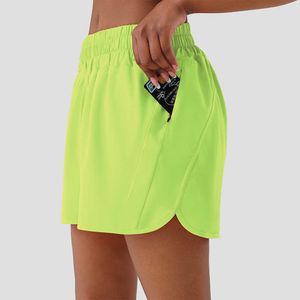 Lu limões solto respirável multicolorido secagem rápida shorts esportivos das mulheres roupa interior bolso yoga calças saia correndo calças fiess roupas de ginástica