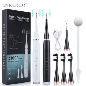 Lnkerco 2 in 1 elektrikli ultrasonik dişler Temizleyici Diş Beyazlık Temizleme Oral Irrigators Calculus Repower Bakımı 220727