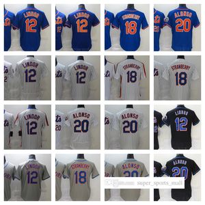 20 Pete Alonso Baseball12 Francisco Lindor 18 Darryl Strawberry Blank 2022 Stitched Jerseys Men Women Youth Size S--XXXL
