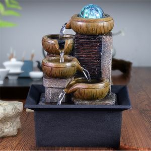 Geschenke Desktop-Wasserbrunnen Tragbarer Tisch-Wasserfall-Kit Beruhigende Entspannung Zen-Meditation Glück Fengshui Heimdekorationen 220423