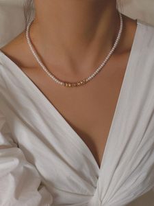 Pendant Necklaces Brass Natural Real Freshwater Pearl Beads Necklace Women Jewelry Punk Designer Runway Rare Simply Gown Boho Japan KoreanPe