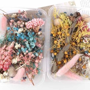 Decoratieve bloemen kransen box kleurrijke echte gedroogde bloemplant voor kaarsen epoxy hars hanger ketting sieraden maken ambachtelijke diy accessor