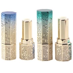 Packing Empty Bottle New Arrival 12.1mm Calibre Octagon DIY Gradient Blue Green Beautiful Lipstick Tube Cosmetic Packaging Portable Refillable Container