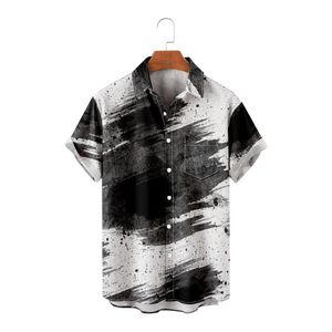 Herren-Freizeithemden, Tinten-Tie-Dye-Druck, lose Taschen, dünnes Hemd, Strand-Paar, hawaiianischer Stil, kurzärmeliges All-Match-Hemd für Herren