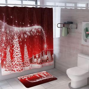 QIFU świąteczne zasłona prysznicowe Wesołych Świąt DEOCR DOM HOME NAVIDAD ODDZIAŁY Świąteczne wystrój łazienki