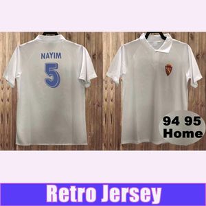 1994 1995 Zaragoza Retro Soccer Jersey Poyet PARDEZA NAYIM HIGUERA Home White Mens Football Shirt Short Sleeves Adult Uniforms