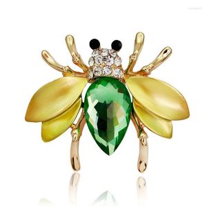 Pinos broches hc inseto bumble abelha broche girls jóias cor ouro cor de cristal verde amarelo