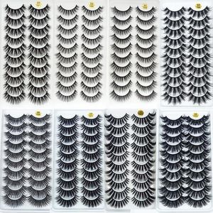 Falska ögonfransar 5/10pairs 3D Lashes Mink Eye Fake Lash Eyelash Extension Natural Set Wispy Supplies Tools Beauty FluffyFalse