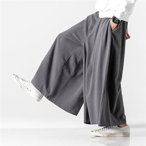 MrgoldenBowl Loja Autumn Cantal Baggy Pants estilo chinês Draped calças de algodão masculino LONCE PALHAS DE LEGAS LEGAS Male 201128