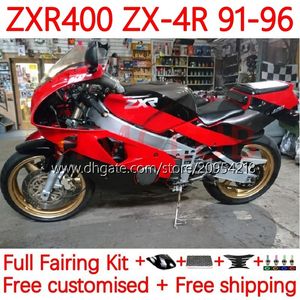 Body Kit für KAWASAKI NINJA ZXR 400 CC ZX-4R ZXR400 91 92 93 94 95 96 Verkleidung 19No.8 ZX4R 400CC ZX 4R ZXR-400 1991 1992 1993 1994 1995 1996 ABS Vollverkleidungen rot grau