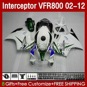 Kropp för Honda Interceptor VFR 800RR 800 VFR800 RR CC VFR800RR Vitgrön 02 2002 2003 2004 2005 2006 2007 129NO.111 800cc 02-12 Bodywork VFR-800 08 09 10 11 12 FAIRING