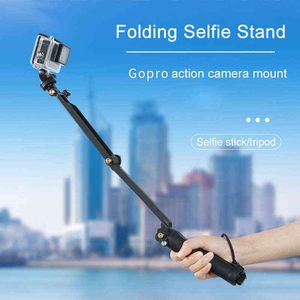Tri-fold Selfie Stand Sports Photography Camera Phone Clip Multi-function Folding Selfie Stick Tripod W220413