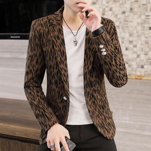 Men's Suits & Blazers Men's Leopard Print Suit Youth Handsome Casual SuitMen's