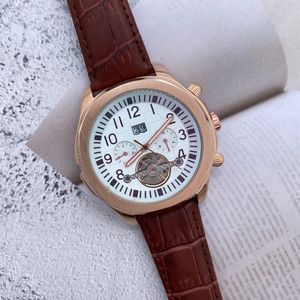 Hot Selling Brand Män Klockor Tourbillon Mekanisk rörelse Mäns Casual Watch Läderrem