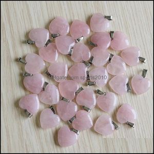 Arts And Crafts Natural Stone Charms 20Mm Heart Shape Rose Quartz Pendants Chakras Gem Fit Earrings Necklace Making A Sports2010 Dhump