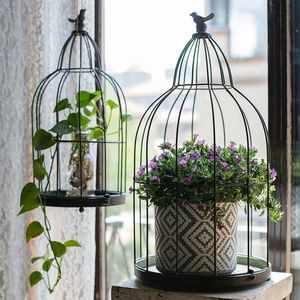 Dekorativa föremål Figurer Birdcage Flower Decoration Cradle and Pot Stand Hanging Candlestick Arrangement Window Wedding