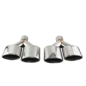 Left & Right 54mm Inlet Muffler Pipes Engraved AMG 2 Outlet Oval Dual Exhaust Tips For BENZ 201 Steel Exhaust Nozzles