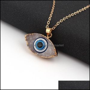 White Black Resin Imitation Stone Evil Eye Pendant Necklace Fatima Hand Charm Necklaces Jewelry Drop Delivery 2021 Pendants 9ar42