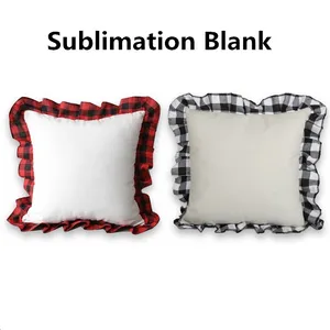 Sublimation Blank Pillow Case Red Lattice DIY Heat Transfer Printing Cushion Cover Throw Sofa Pillowcover Home Decor Fast Delivery