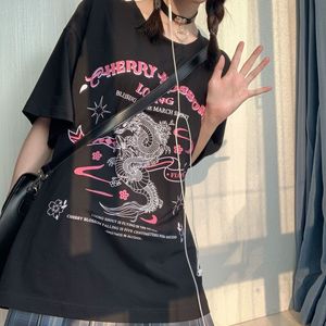 Streetwear Tops Women T Shirt Ulzzang Harajuku Vintage Chinese Dragon Print Summer Oversize Loose Casual Tee 220602