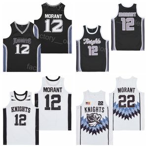 Movie High School Crestwood Knights Ja Morant Jersey 12 Basketball All Stitched Uniform HipHop University Retro Team Nero Bianco Colore Hip Hop Vintage Alta qualità