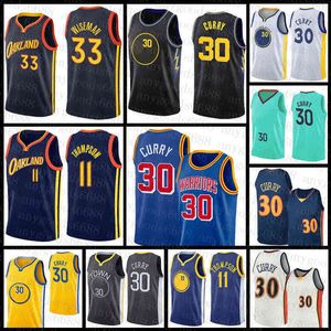 Partihandel anpassad Golden Mens State S-2XL Warriores baskettröja Stephen 30 Curry James 33 Wiseman Klay 11 Thompson Beige