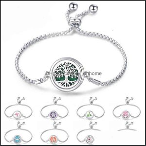 Bangle Bracelets Jewelry Stainless Steel Hollow Tree Of Life Fragrance Bracelet Creative Essential Oil Can Open Lovers Adjustable Size Magne