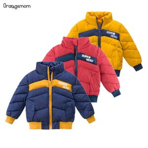 새로운 도착 2022 어린이 의류 겨울 소년 코트 코트 코트 두꺼운 긴 소매 패션면 옷 아기 겨울 코트 J220718