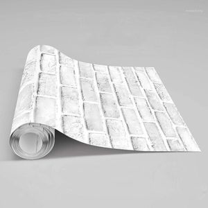 Wallpapers White Gray Brick Wallpaper Self-Adhesive Waterproof Home Decor Paper Peel And Stick Backsplash Wall Panel Door Christmas