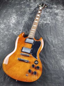 Yüksek kaliteli elektrikli gitar, SG gitar, kahverengi, gül ağacı klavye, çevre boyası, stokta