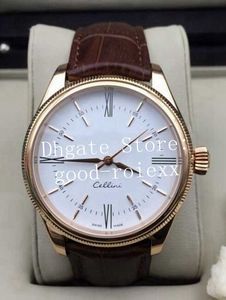 39mm Uhren für Männer golden weiß schwarz automatisch 2813 Watch Herren Rose Gold Cellini Mechanischer Leder Luminöser Kristall 50505 Armbanduhr