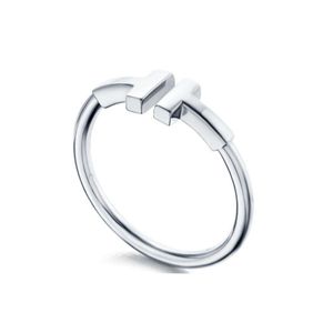 Podwójne pierścionki zespołu w kształcie litery T Otwieranie 925 Srebrny diament Pearl Pearl Pierścień Modna Klasyczna kobieta luksusowa biżuteria z oryginalną torbą na prezent