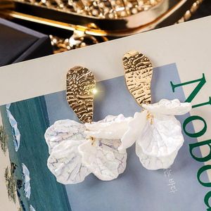 Dangle & Chandelier Korean Statement Pendientes Vintage Earring For Women Fashion White Flower Petal Drop Earrings Party Wedding Jewelry Gif