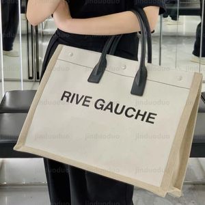 Luksusowe designerskie torby na zakupy torebki Rive Gauche Nowy styl torebki torebka letnia rafia lniana duże torby plażowe miasto podróżne korpus ramię portfel