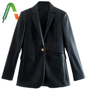 Женские куртки, придерживающие Traf Women Faux Cute Leather Jacket Metal Single Butto 220823