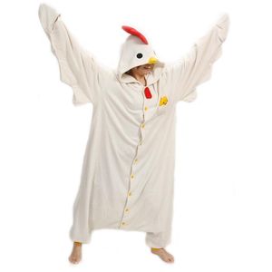 Kvinnors sömnkläder unisex djur vuxna vita kyckling onesies pyjama sete pyjama cosplsy costumes söta mysiga man kvinnor hemkläder