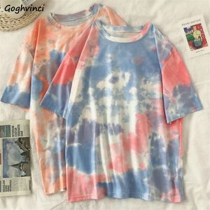 Kort ärm tshirts kvinnor tiedye oneck chic unisex tees teens skolflickor harajuku high street ulzzang toppar sommar 220527