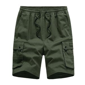 Heren shorts Loose Summer Men Solid Color Multi -Pockets Ademende ladingbroeken knie lengte mannelijke broek strand casual 5xlmen's