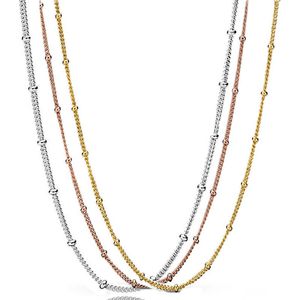 Correntes autênticas 925 Sterling Silver Silver Rose Gold Vintage Chain Chain Colar Basic Colar para mulheres charme de miçangas de jóias DIY Chainschains Chainschains