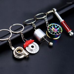 Keychains Creative Gift Car Metal Keychain Wheel Hub Pendant Absorber Brake Disc Caliper Auto Interiör Tillbehör Enek22