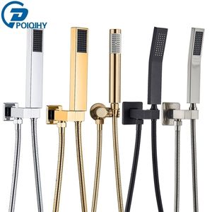 Poiqihy Golden Handshower Head 150см из нержавеющей стали для душевого шланга пластиковый кронштейн настенный настенный настенный аксессу 220510