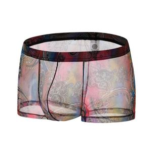 Underpants Men's Transparent Boxer Underwear Sexy Seamless Mesh Slips See Through Erotic Homme Panties ShortsUnderpants