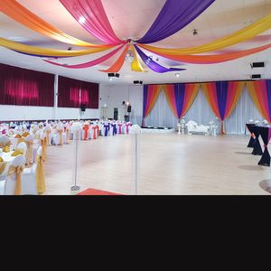 10pcs 1.4m W* 10 m L/ piece White or Colorful Sheer Ice Silk Ceiling Drape Fabric for Wedding Party Decoration