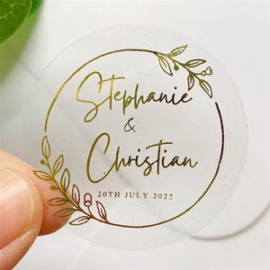 100pcsLot Custom Stickers With Gold Silver or Rose Foil White Matte Round Personalized Business 220607