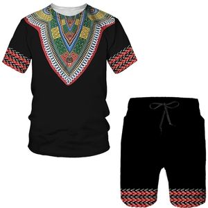 Zomer delige set D print Afrikaans t shirt voor mannen shorts pakken vintage kleding mannen hiphop t shirt conjunto masculino