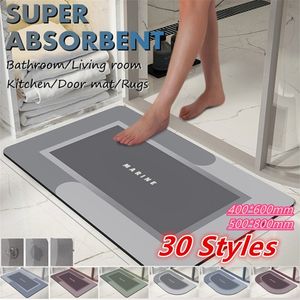 Super chłonna mata podłogowa Anti Slip 30 Kolory Szybkie suszenie dywan łazienkowy Łatwy do czyszczenia domowej kuchni kuchennej 220504