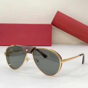 Designer de carrinho de moda Cool óculos de sol Gold Carti Pilot Man Glasses Sunglasses Mulheres Moda Eyewear Leopard Metal Decorate Lateral Lateral e Button Double Nose Bridge