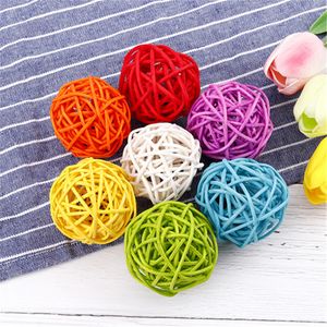 9 pz 5 CM Palla Colorata In Rattan Ornamenti FAI DA TE Sepak Takraw Casa Ornamento Di Natale/Compleanno Festa di Nozze Regali Per Bambini Decorazioni