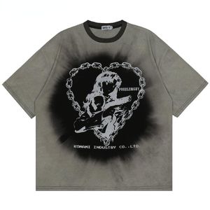 T-shirt da uomo T-shirt da uomo Hip Hop 2022 Dark Streetwear T-shirt tie-dye Stampa T-shirt manica corta estiva Harajuku T-shirt in cotone Oversize