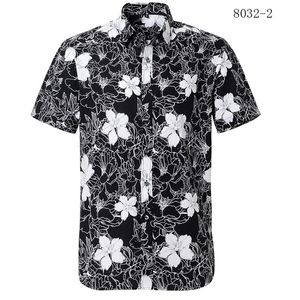 Camicie eleganti hawaiane taglia USA Camicia da spiaggia stampata allentata estiva da uomo Camicia floreale 100% cotone a maniche corte alla moda da uomo